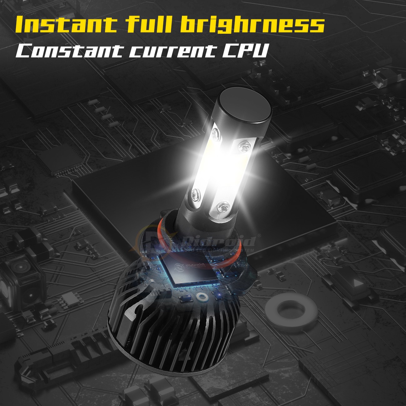 RIDROID 4-sides HB4 9006 LED Headlight Bulbs Low Beam Super Bright White 6000K