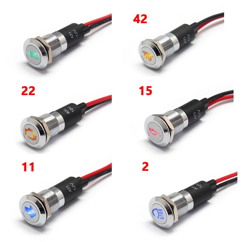 1 SET PL12MS mm 1/2″ 12V LED Signal Indicator Dash Light Chrome for Alpinetech