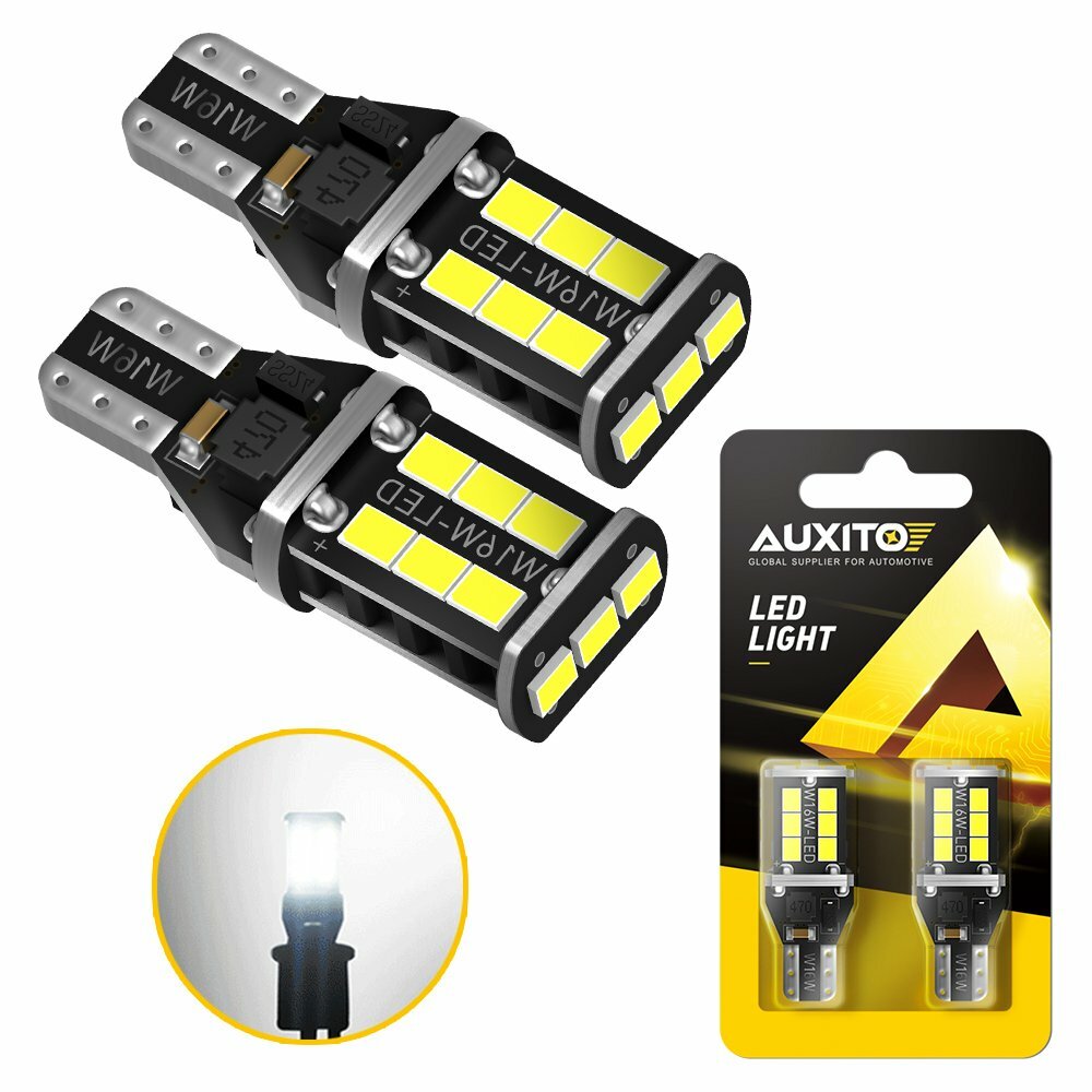 AUXITO 921 912 T15 LED Backup Reverse Light Bulb Error Free Super White 2400LM