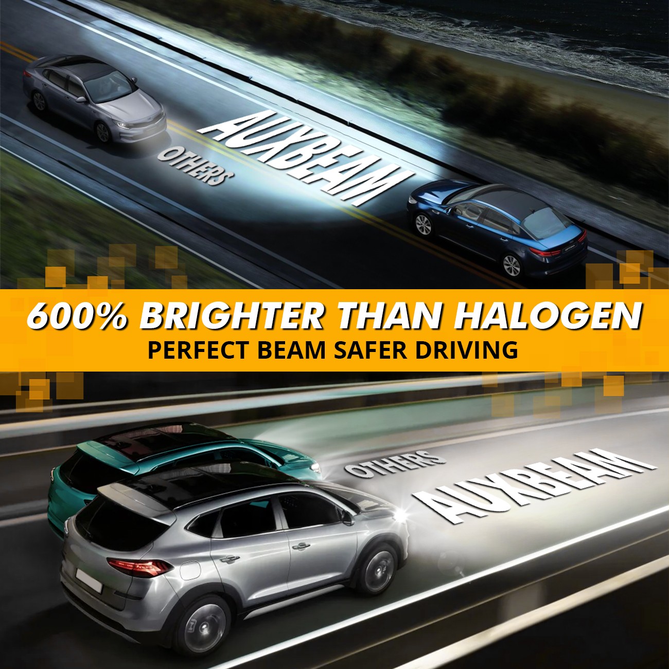AUXBEAM 9005 9006 LED Combo Headlight Bulb 6500K Cool White 1:1 Mini Size CANBUS