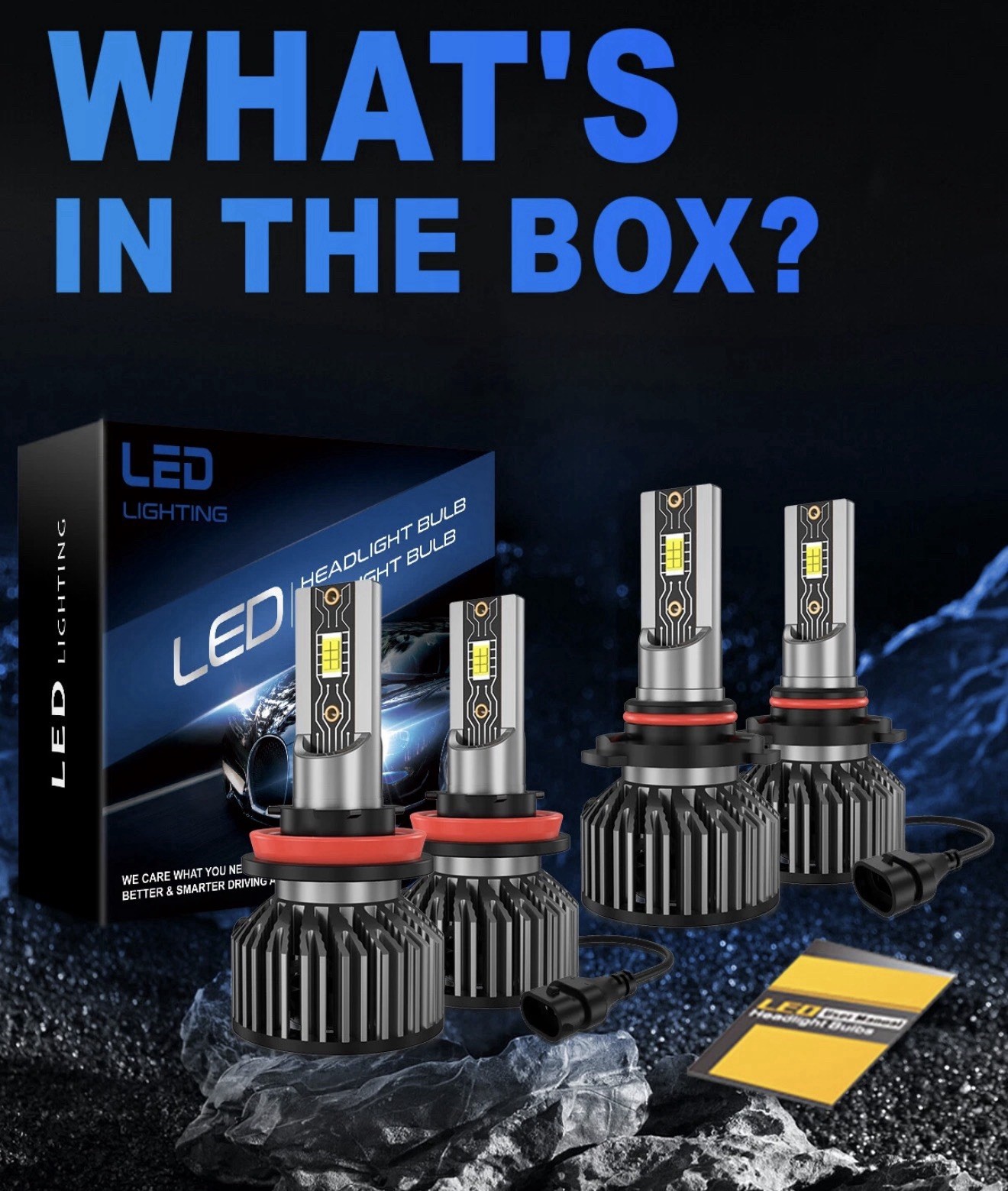 4 Pack 9005 H11 LED Headlight 200W Bright Bulb 6000K White 72000LM High Low Beam