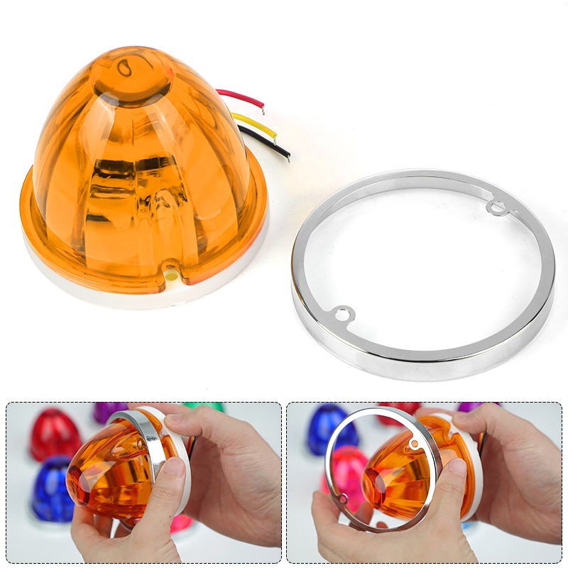 2X LED Watermelon Lights Side Marker Clearance Signal DRL Flash Lamps +Brackets