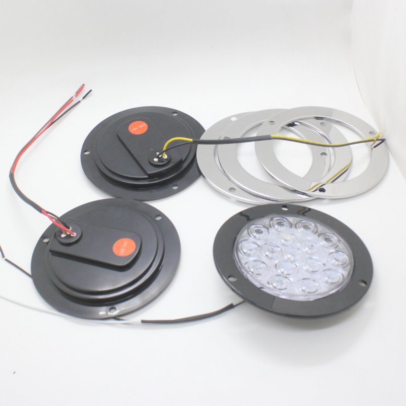 4″ Blue Round LED Truck Trailer Stop Turn Tail Brake Lights Waterproof 16LED