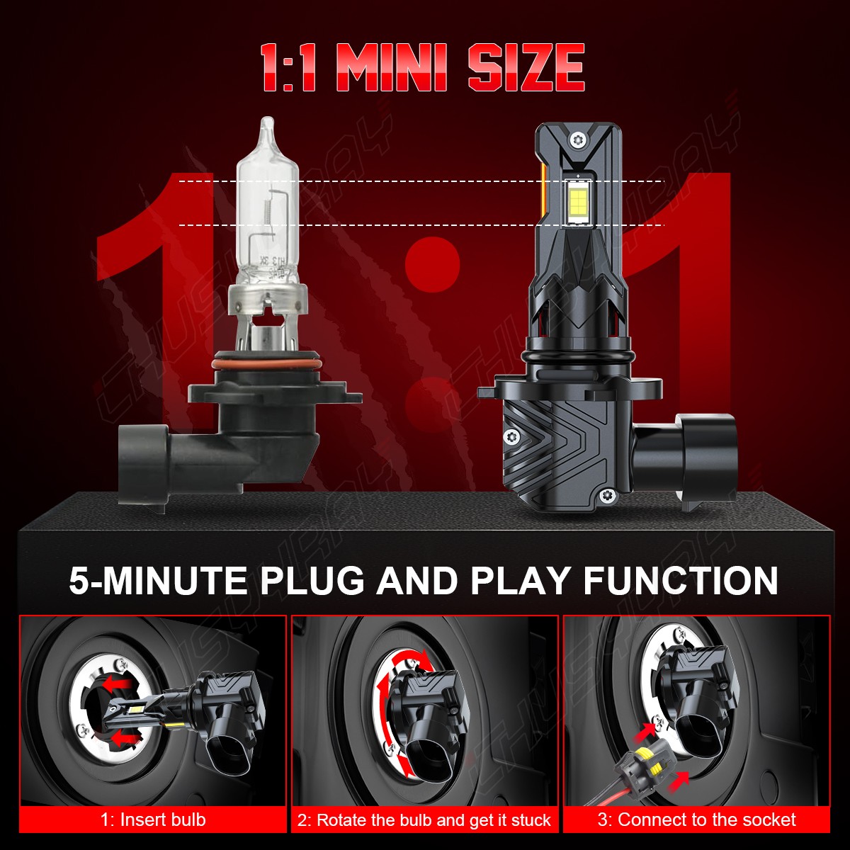 9005+9006 LED Combo LED Headlight Kit 5000LM Light Bulbs Hi/Low Beam 6000K