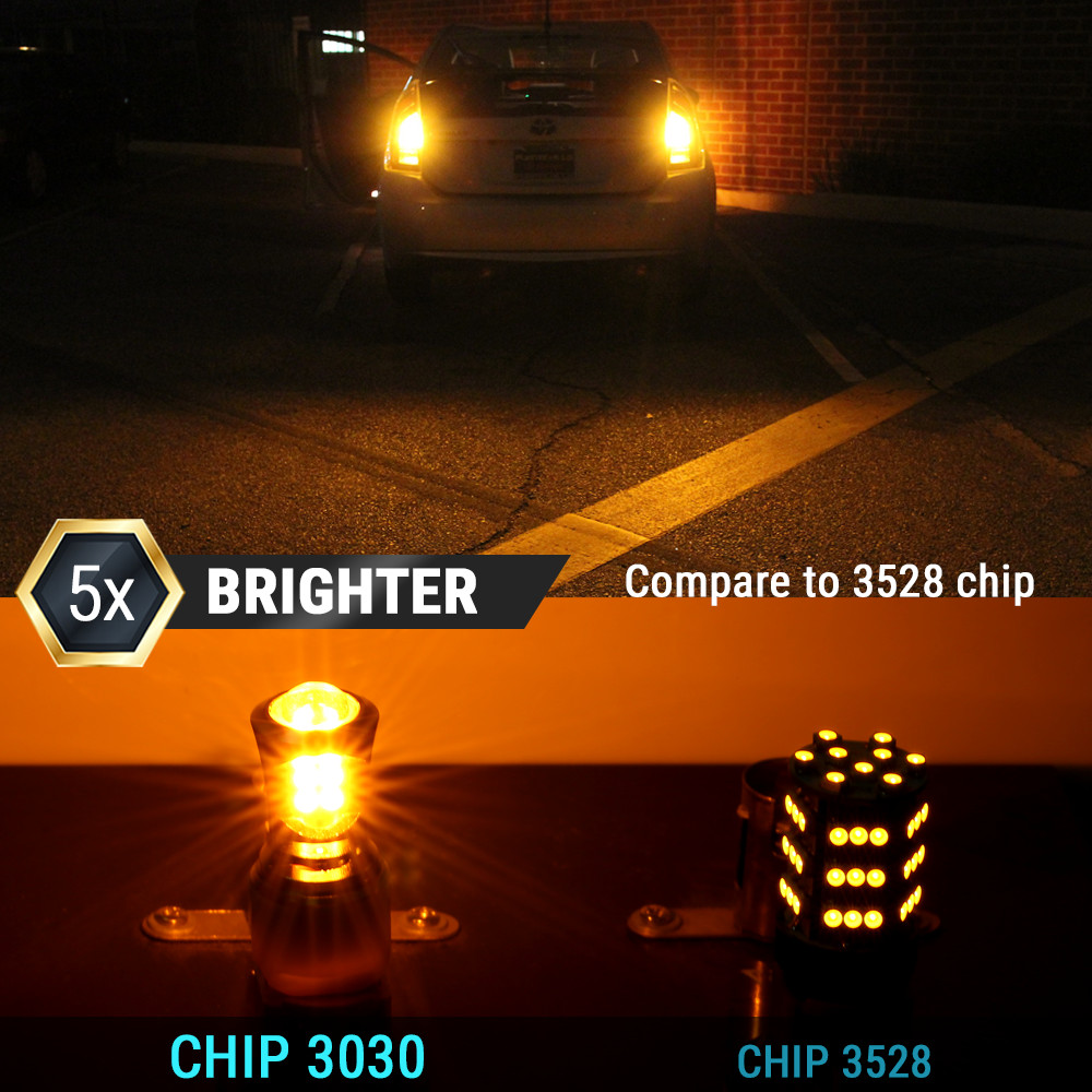 1157 LED Amber Yellow DRL Turn Signal Parking Side Marker Light Bulbs