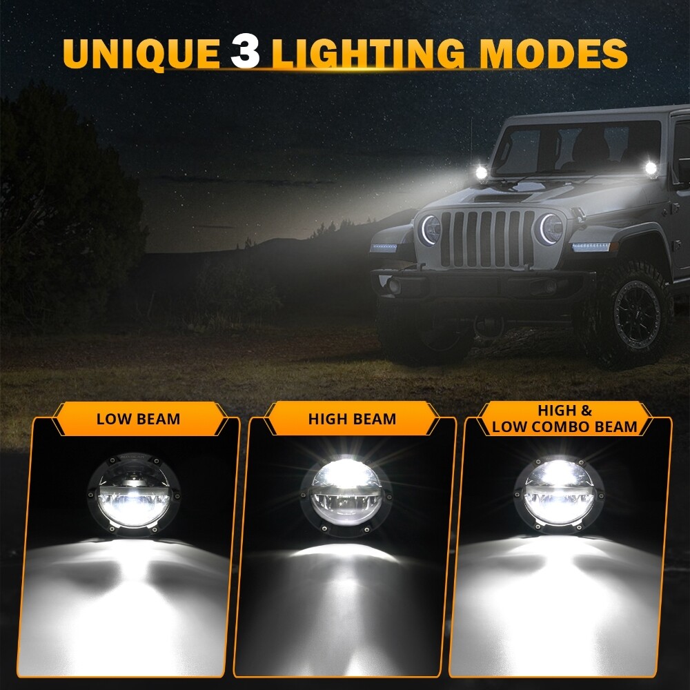 Round 4inch Front Bumper LED Work Light Pods for YAMAHA YXZ1000R Headlight Combo