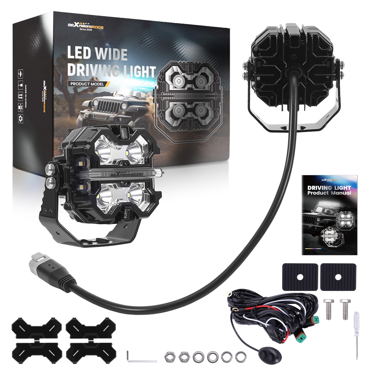 Off Road LED Light Pods 3.5″ Aluminum Housing Spot Beam Side Shooter IP68 160W