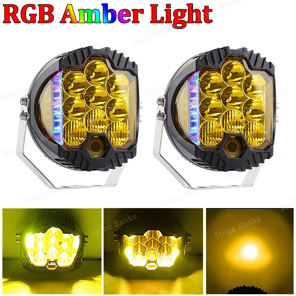 1X RGB 5/7inch LED Work Light Car Pods Spot Flood Combo Offroad Driving Fog Lamp