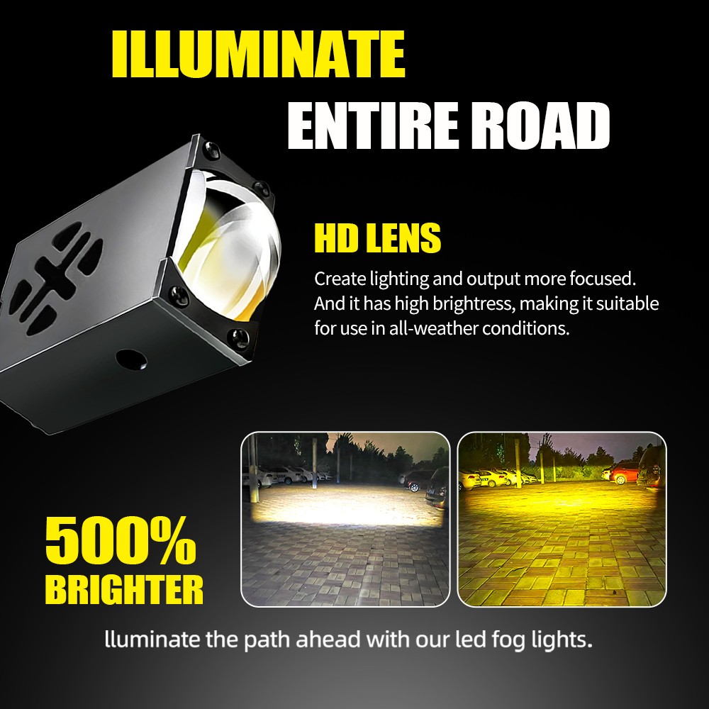 Super Bright White/Yellow Front Grill Driving Lights Mini Projector Fog Lights
