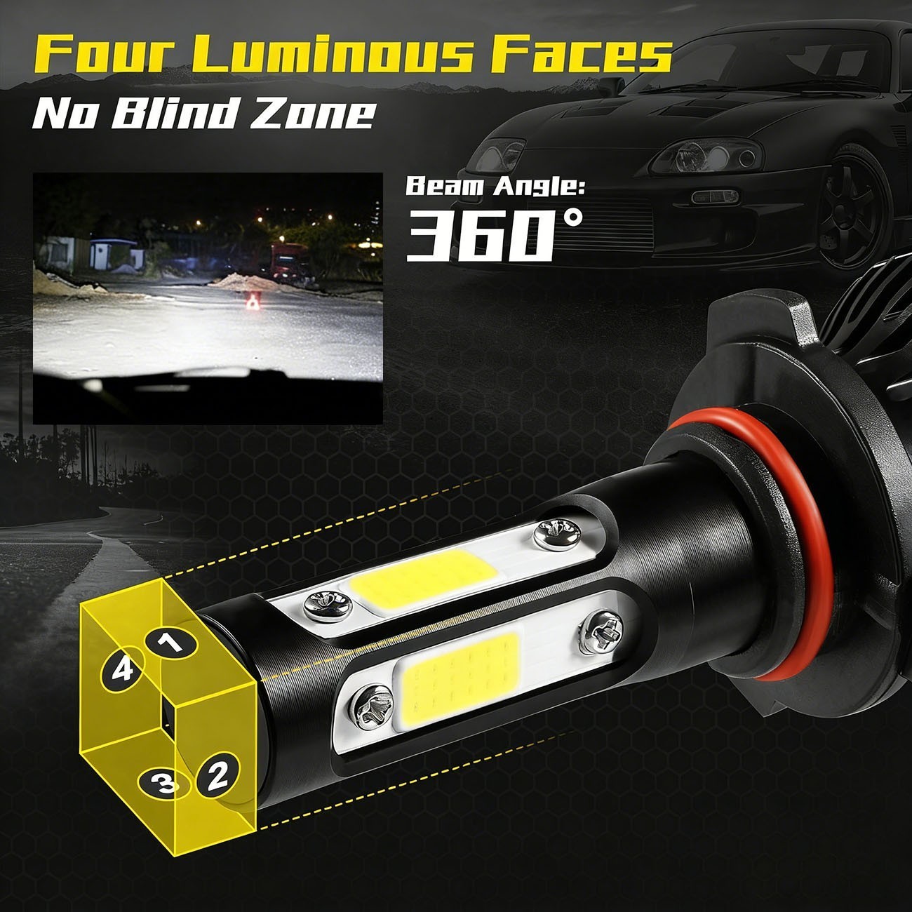 Combo 9005+H11 LED Headlight Super Bright Bulbs Kit White 720000LM High/Low Beam