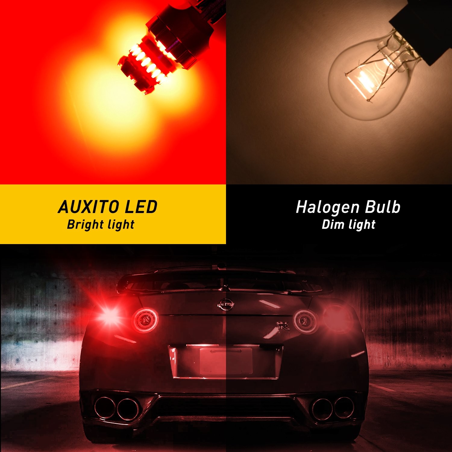 Auxito 7440 7443 LED Bulbs Red Flash With Built in Resistor for Brake Tail Light