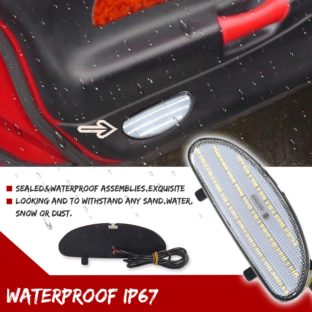 Clear White LED Inner Door Panel Reflector Plate Light For Corvette 1997-2004 C5
