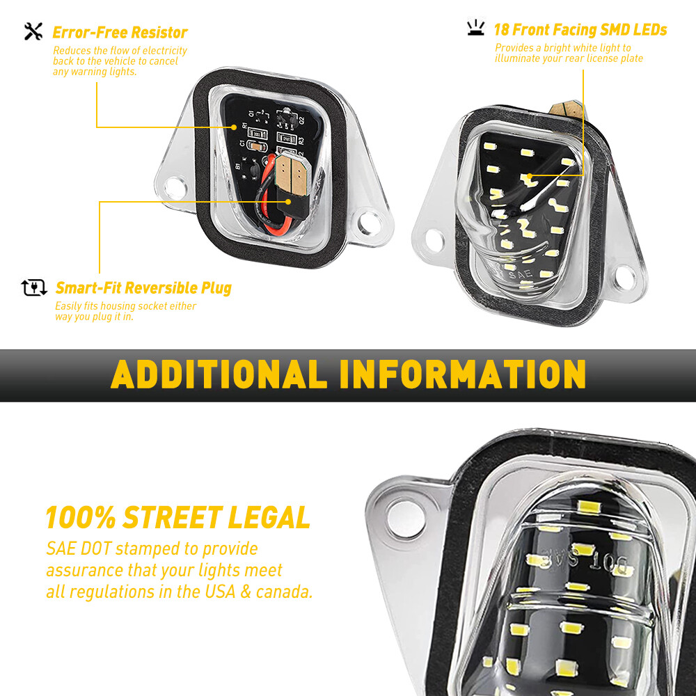 LED License Plate Tag Lights For 2007-2014 Suburban Tahoe Escalade ESV 2X 4X
