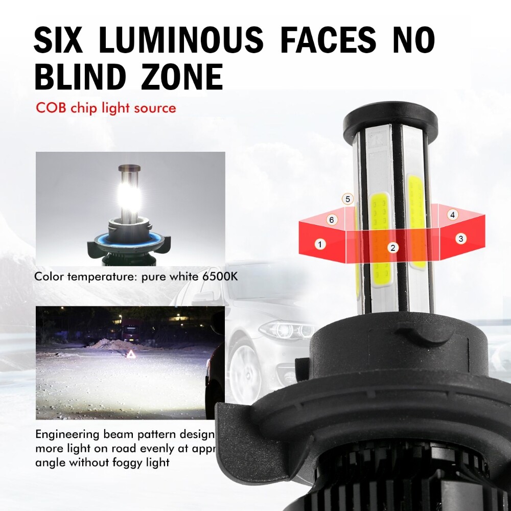6-Sides H13 9008 LED Headlight Bulbs Kit 420000LM Hi/Lo Beam Super Bright White