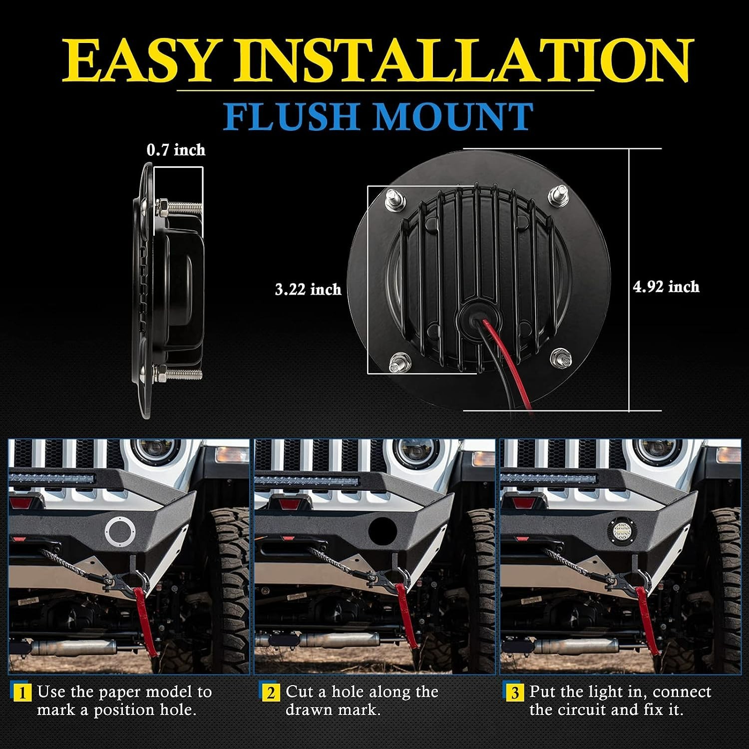 48W Flush Mount LED Work Light Pods – Combo Spot Flood Design – Waterproof