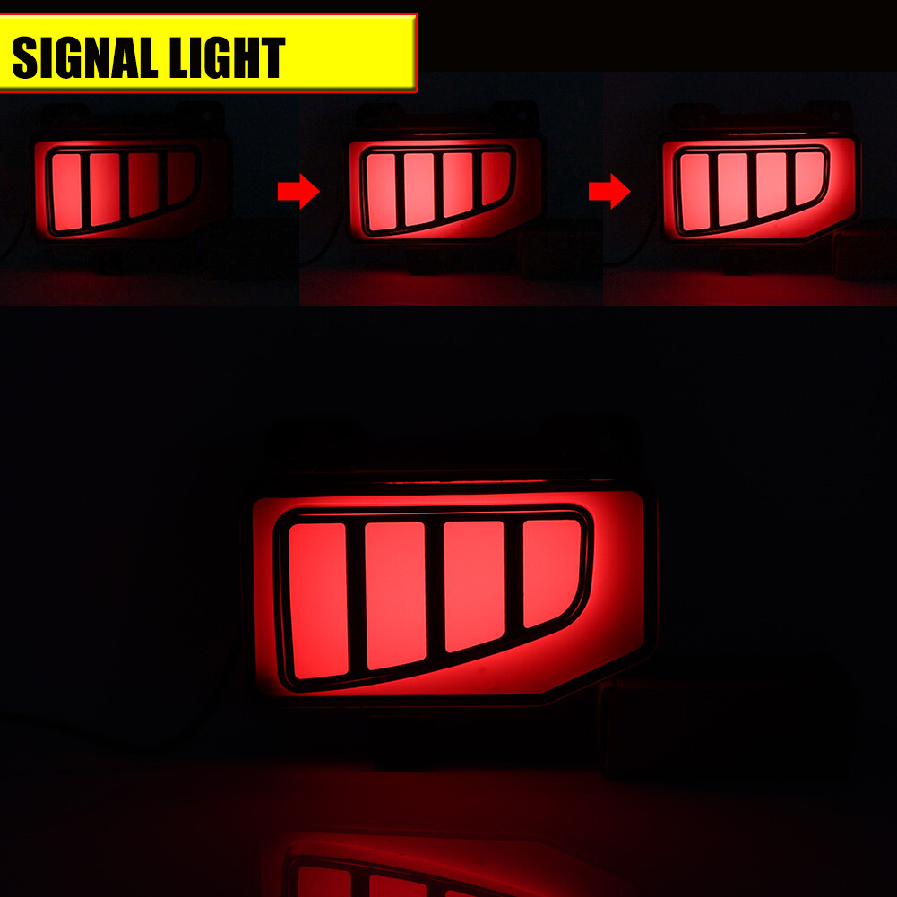 Smoked Bumper Reflector LED Tail/Brake Sequential Signal For Jeep Gladiator JT