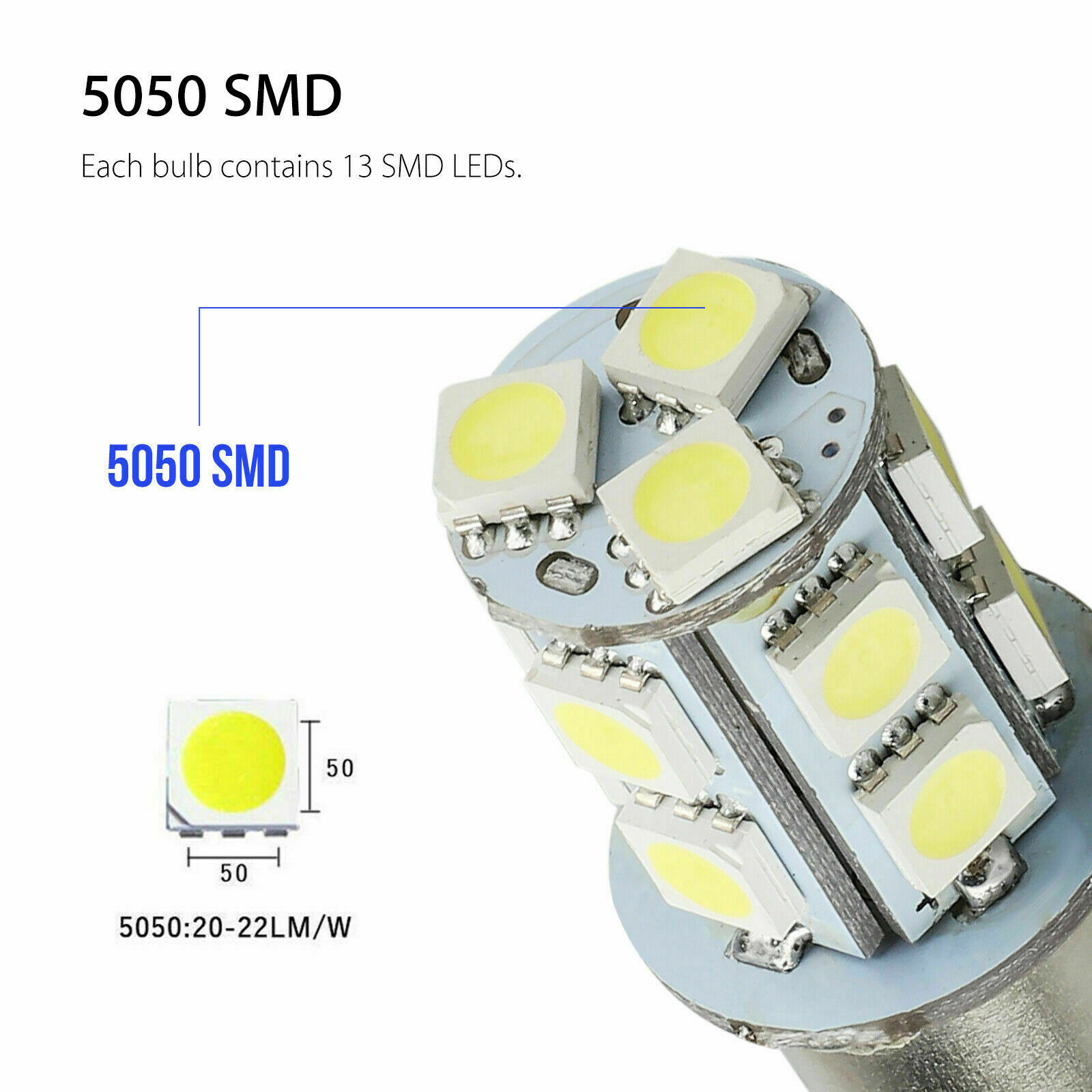 10x LED Bulbs BA15S 1156 1141 13-SMD High Bright Car LED Bulbs Lamps Pure White