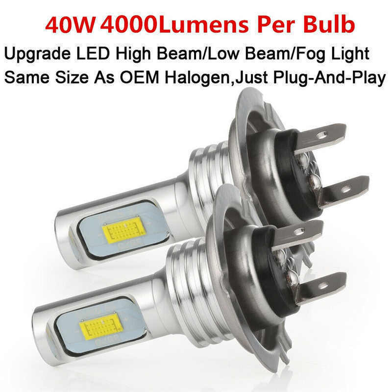 H7 Canbus LED Headlight Bulb High Low Beam Fog Light 100W 10000LM Bright 2pcs