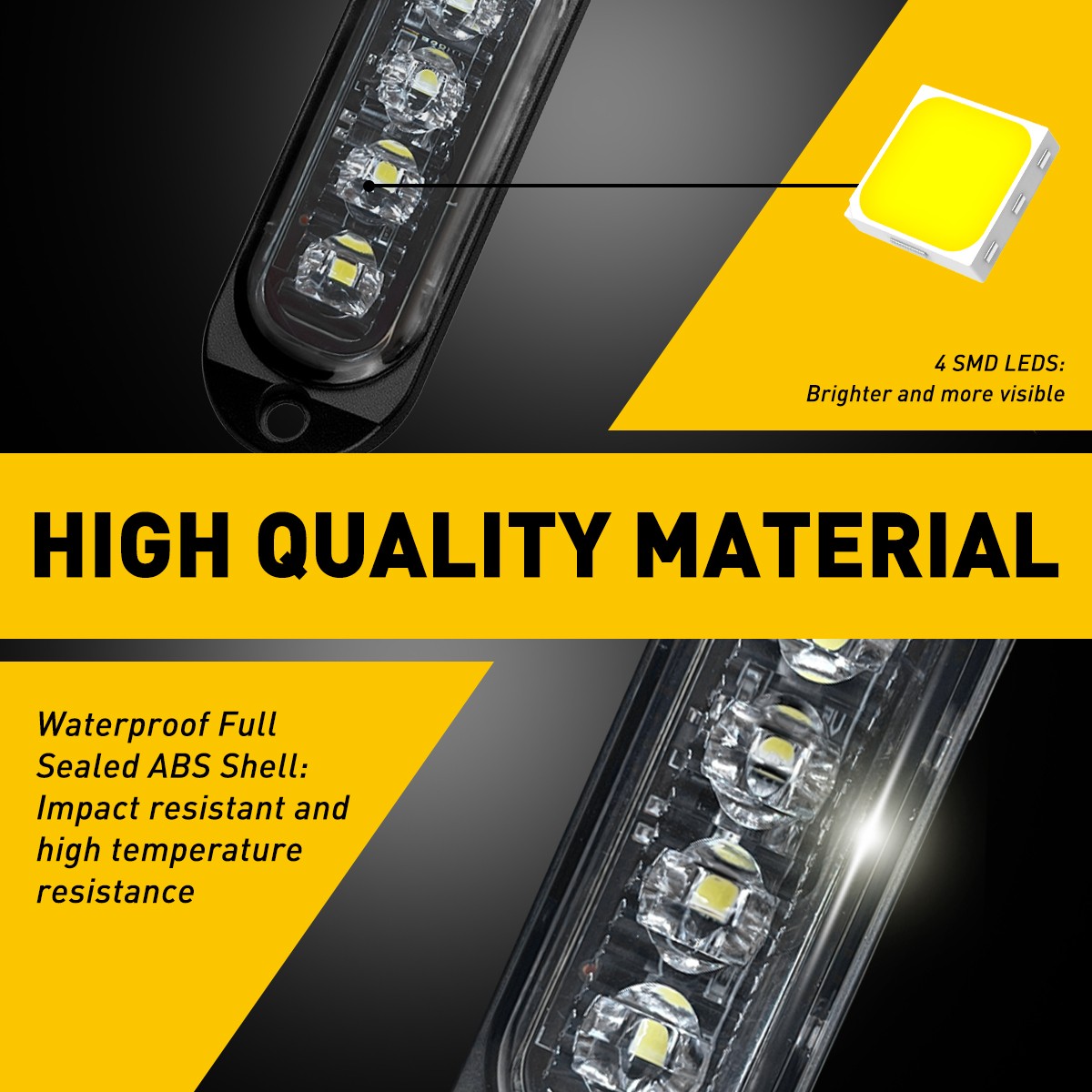 12x 4LED Side White Marker Lights Light Clearance Truck Trailer RV Waterproof