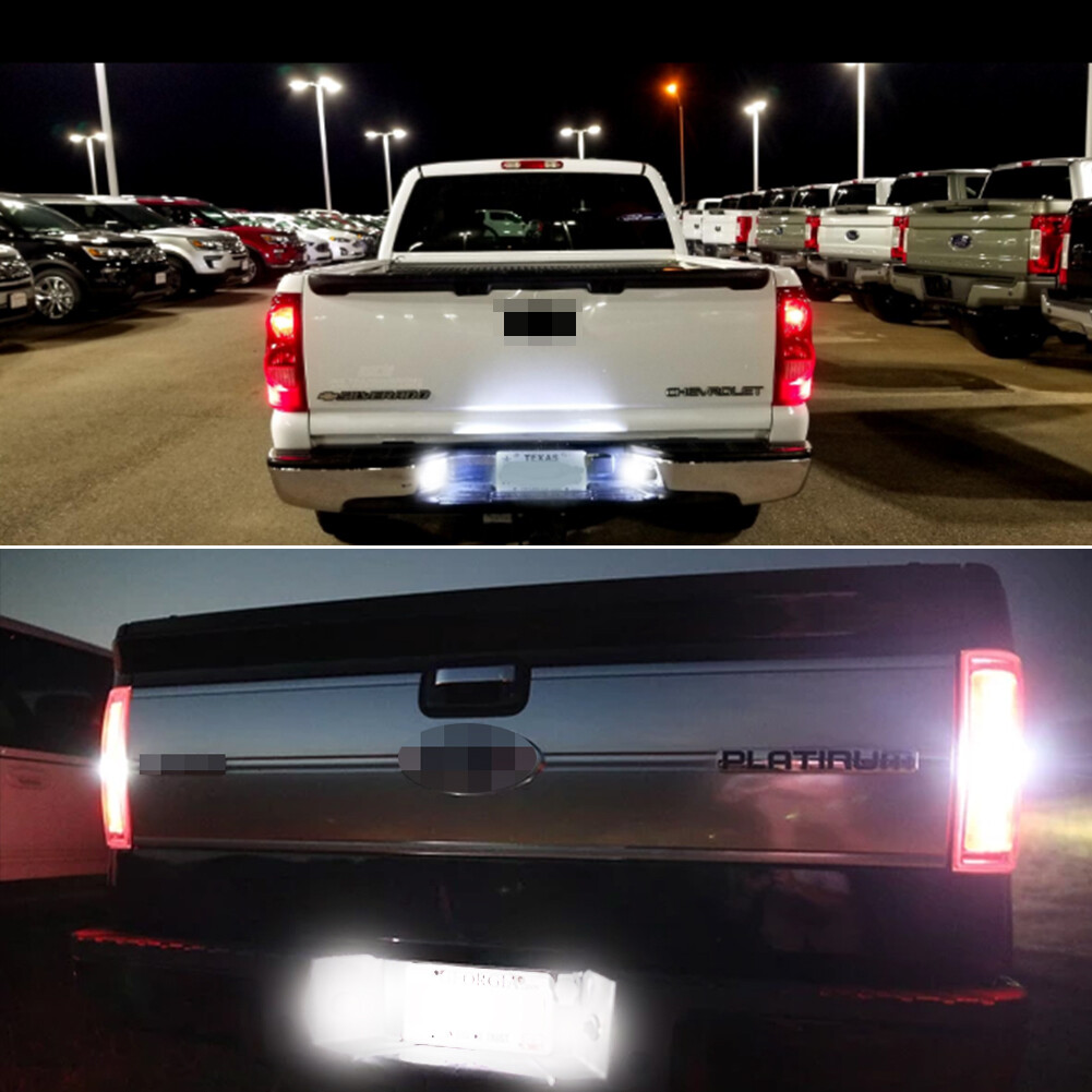 For GMC Sierra 1500 2500 3500 Chrome Silver Full White LED License Plate Lamps