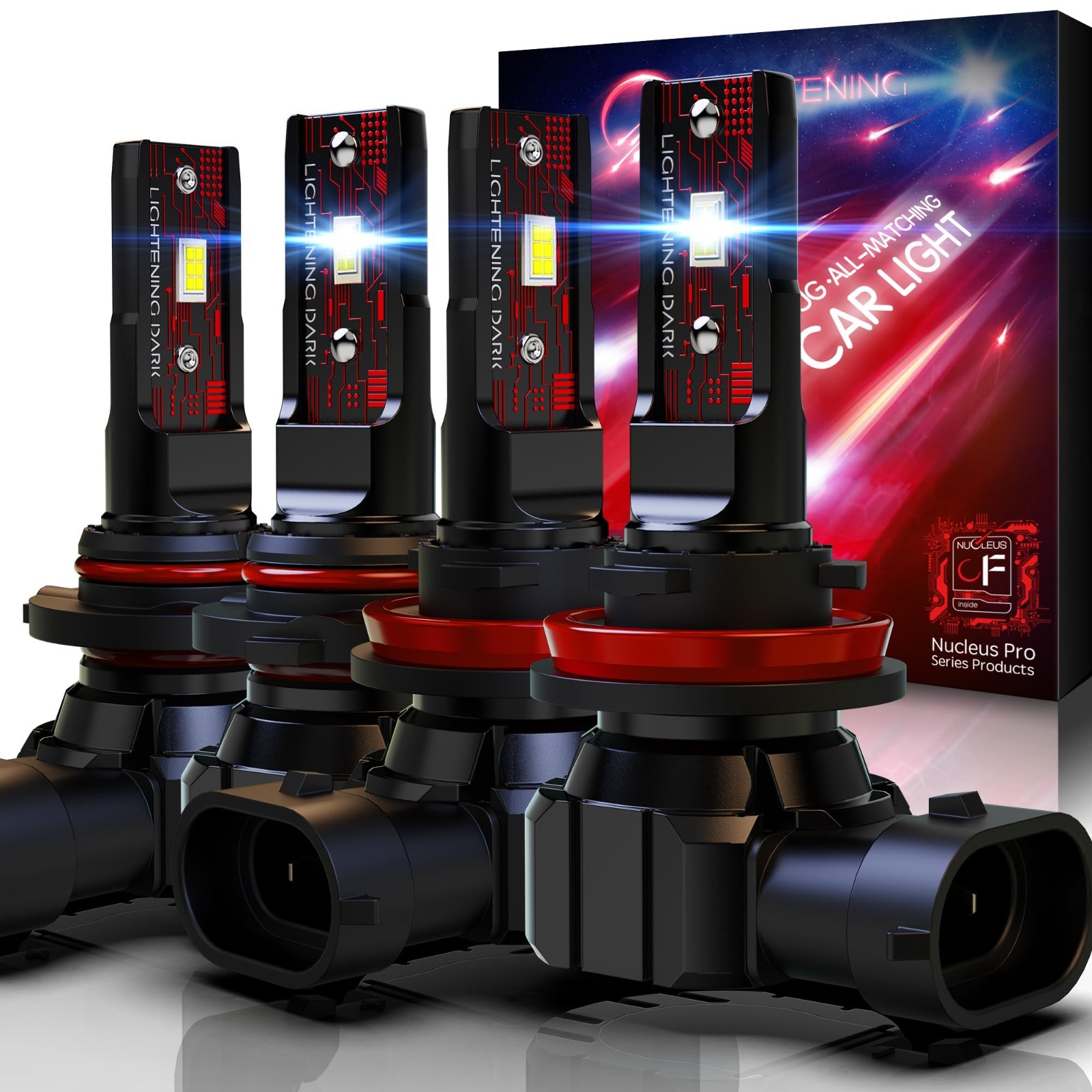 9005 H11 HB3 H8 H9 LED Fog Light Bulbs Combo 6500K Xenon White Bright Pack of 4