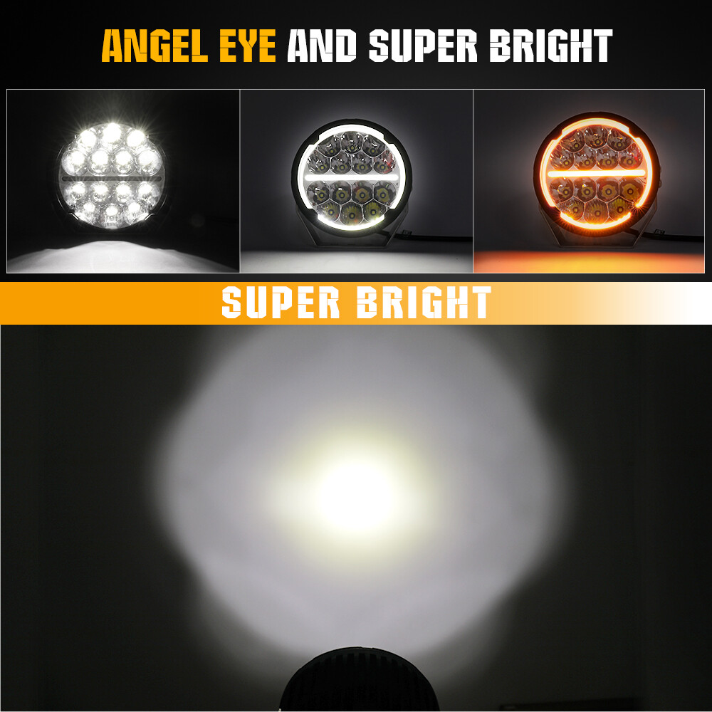 2x 6.5″ Round LED Driving Lights Spot Flood Combo Beam Offroad White Amber DRL