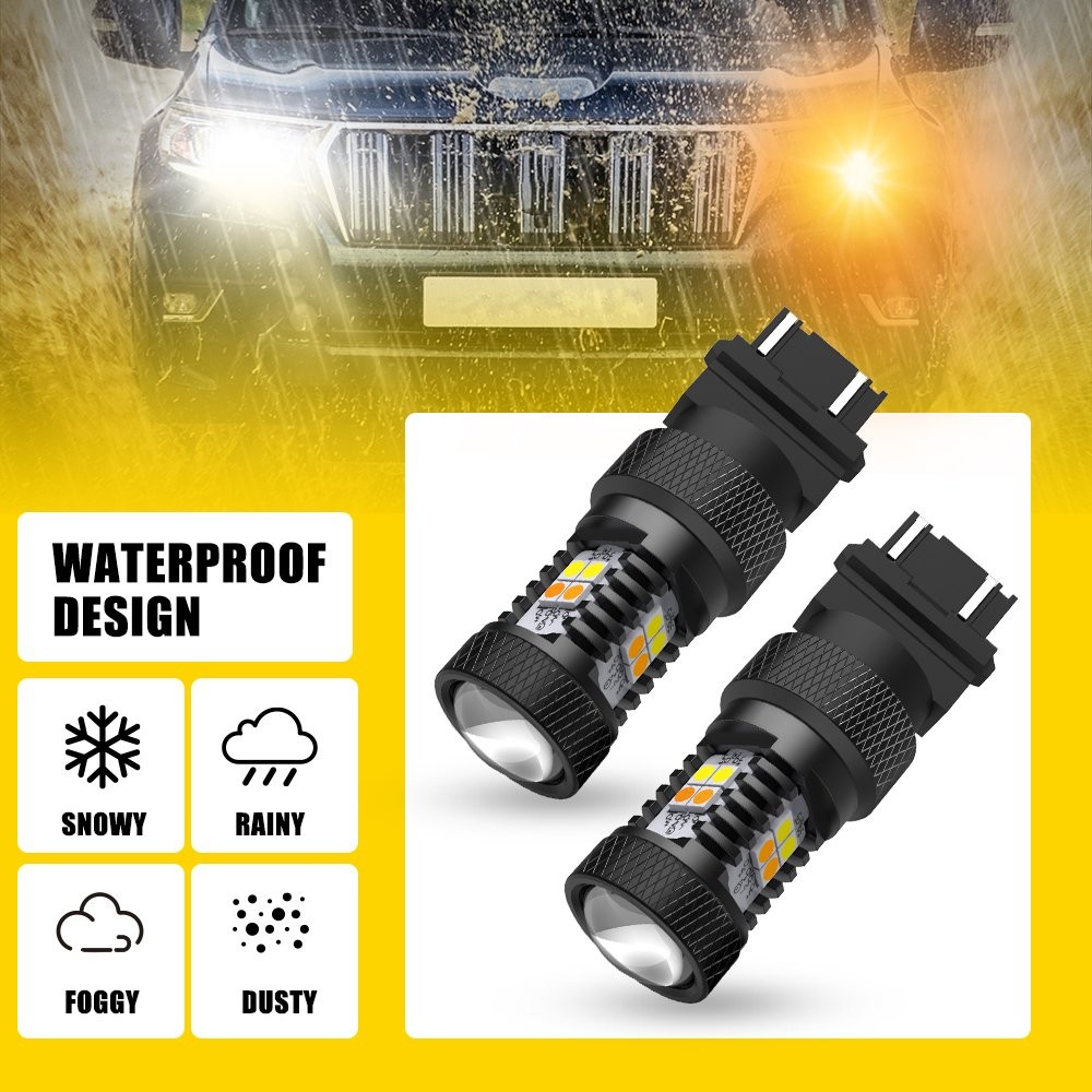 2X 3157 3156 White Yellow Combo Signal Daytime Running Light CANBUS Error Free