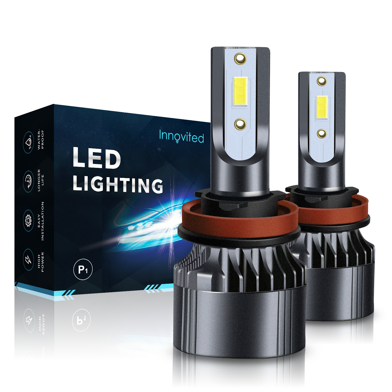 Innovited P1 H11 LED headlight Kit Super bright CSP 60W 10000LM bulb White 6000K