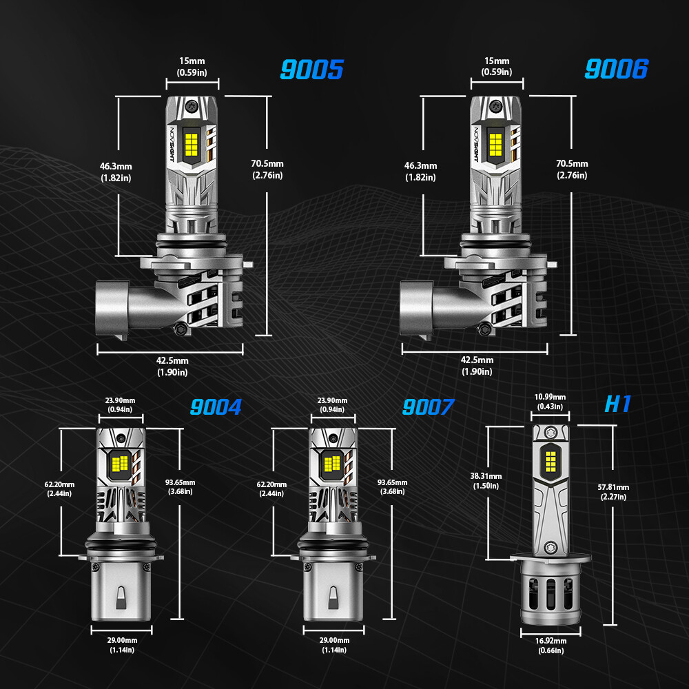 NOVSIGHT 9004 9005 9006 9007 H4 H11 H13 LED Headlight Bulbs 1:1 Replace Halogen