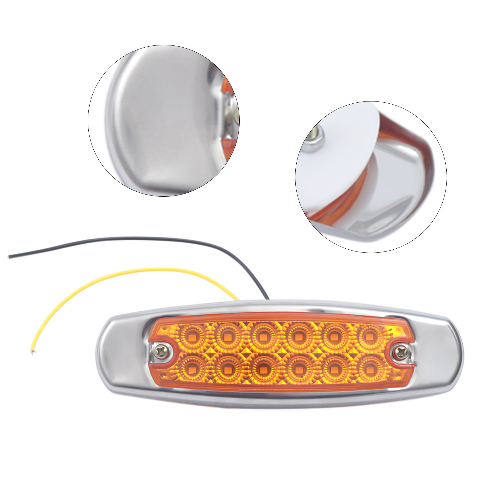 20 PCS 12-LED Amber Side Marker Light Clearance Truck Trailer For Peterbilt 12V