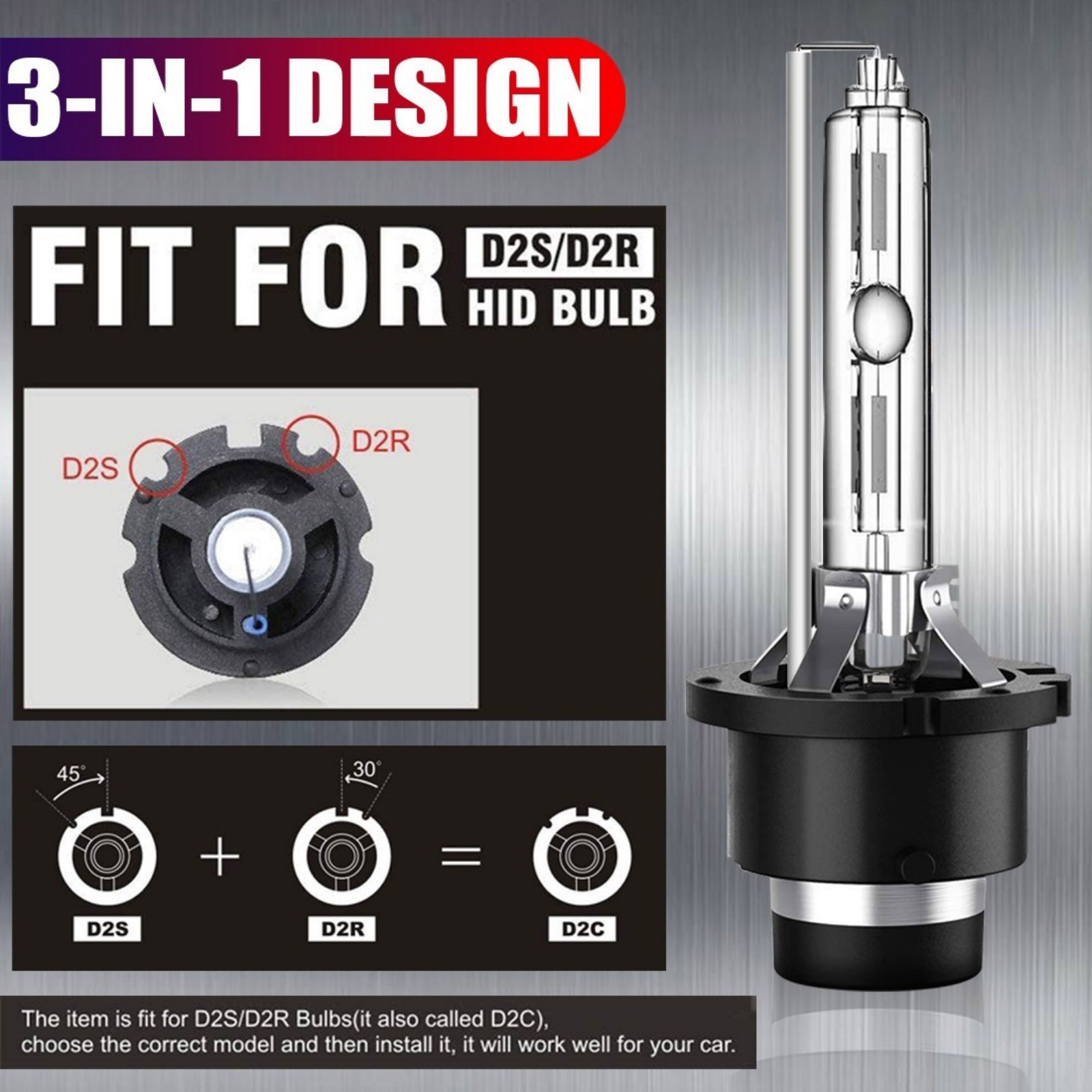 2X D2S D2R D2C HID Headlight Bulb Xenon Replacement Super White Conversion Kit