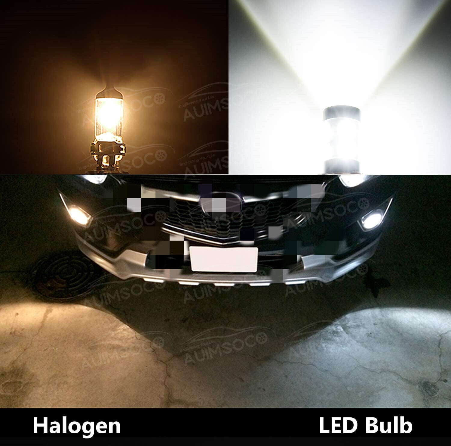 H16/5202 LED Fog Light Bulb High Power 200W Lamps 6000K White Super Bright 2Pcs