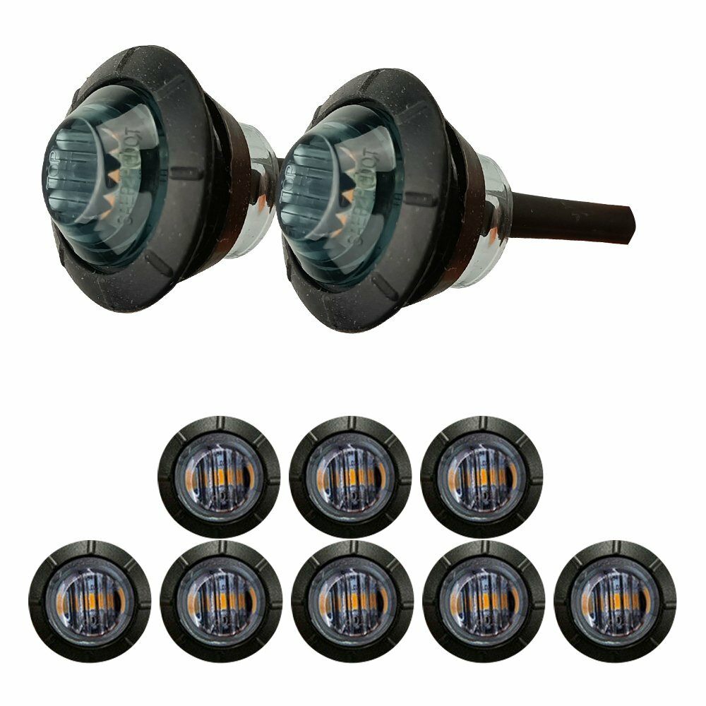 amber 10X 3/4″ Side Marker Lights LED Truck Trailer Round Side Bullet Light EOE