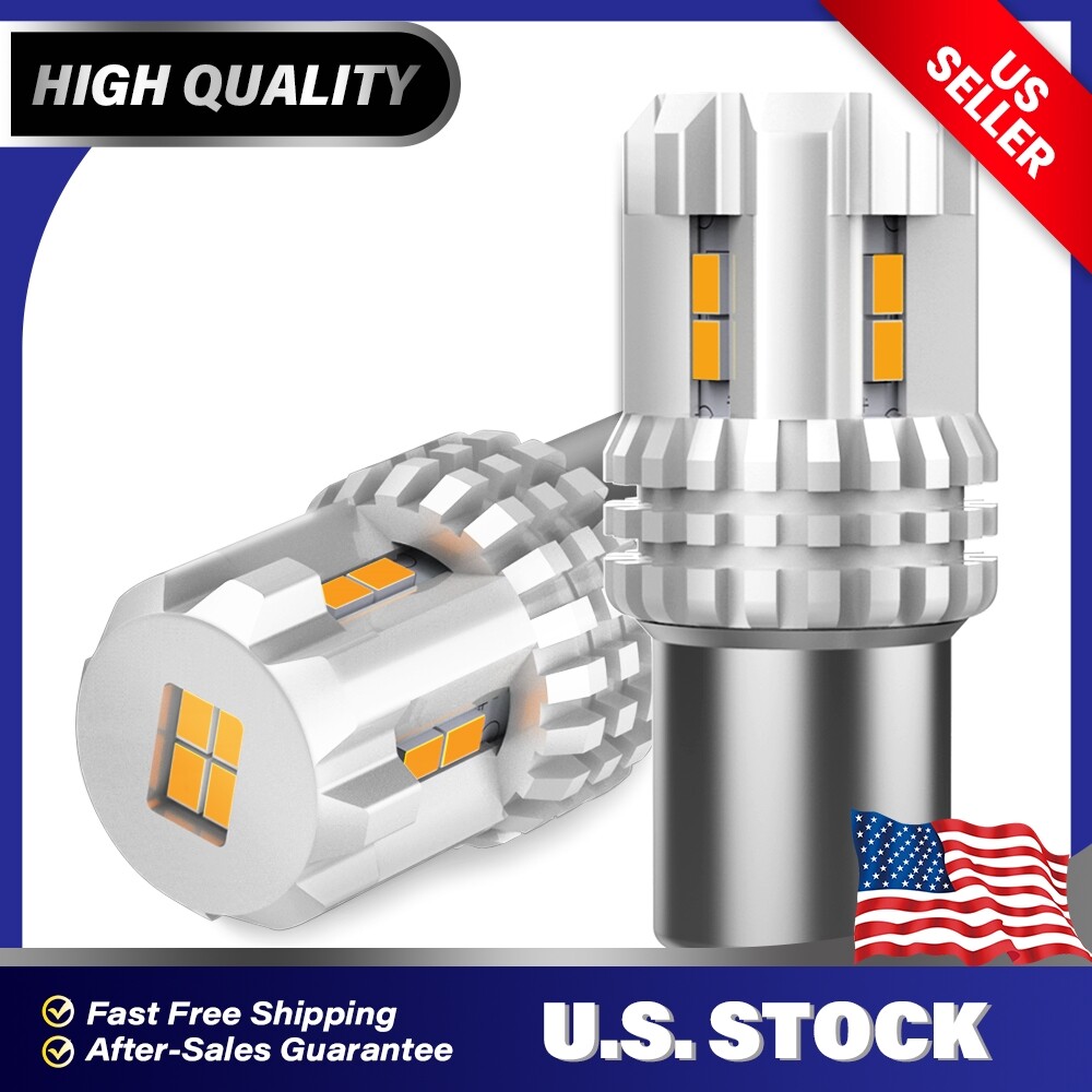 2X CANBUS BAU15S 7507 PY21W 1156PY Amber Yellow LED Turn Signal Light Globe Bulb