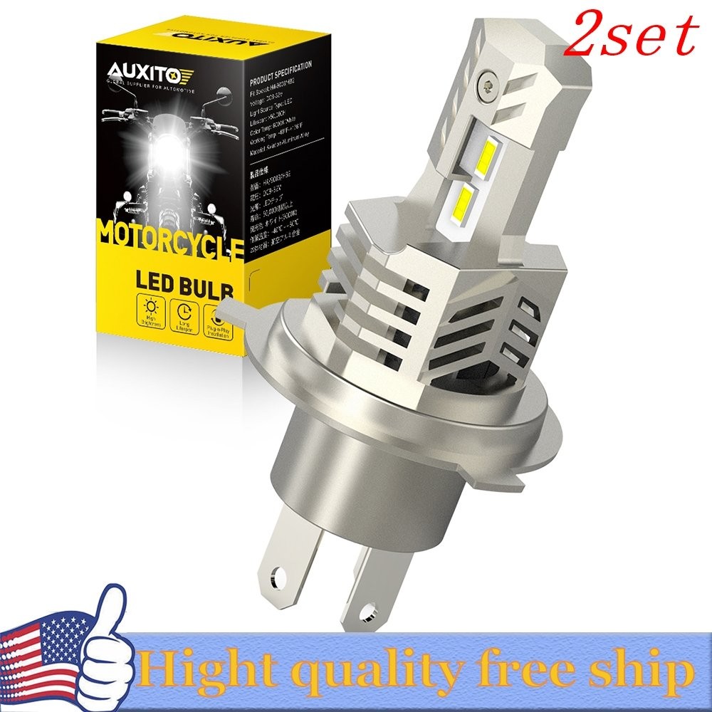 2x Motorcycle H4 LED Headlight Hi/Lo Beam Front Light Bulb Super Bright 6500K