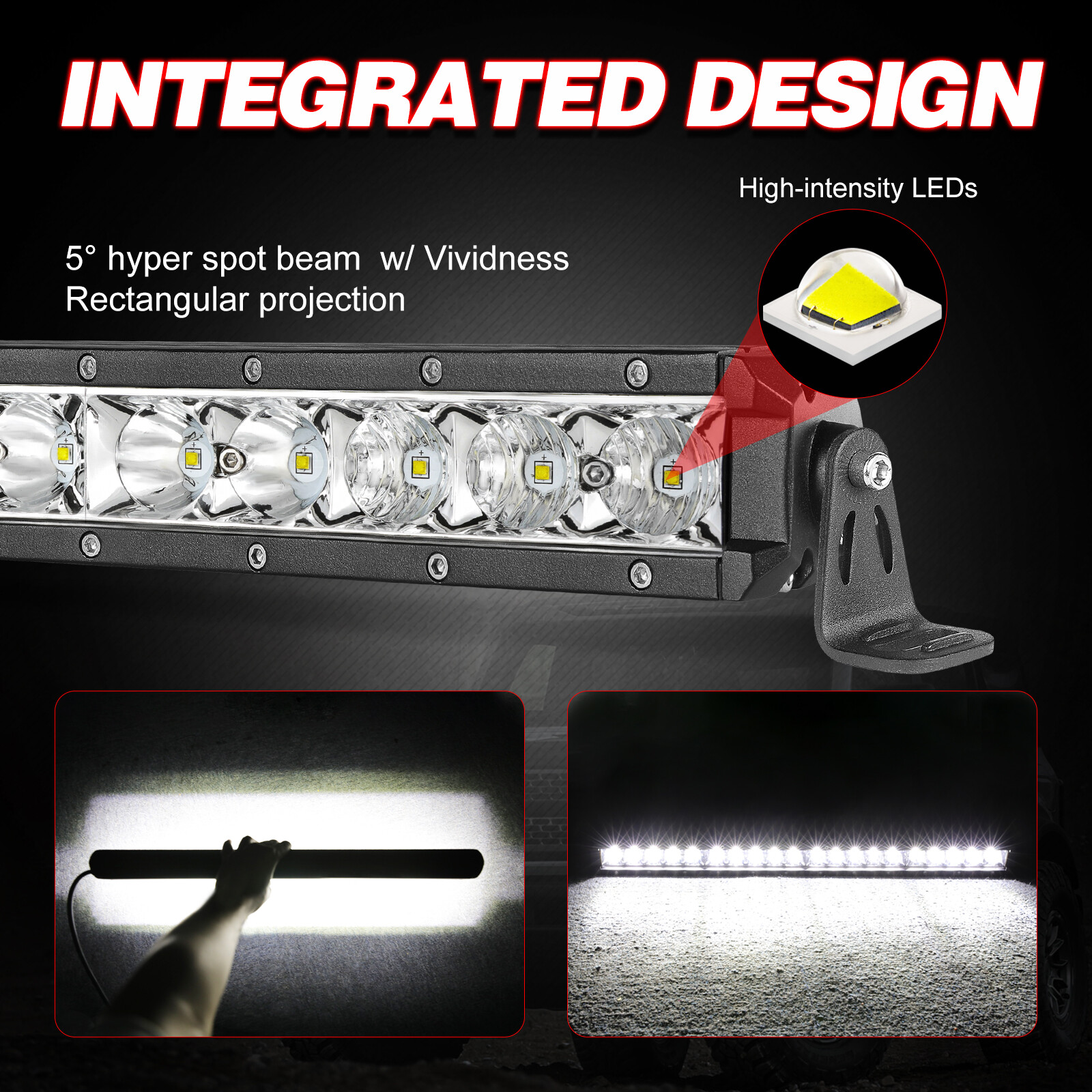Slim 20″ LED Light Bar Single Row Spot Flood Combo 6500K Driving Offroad SUV 12V