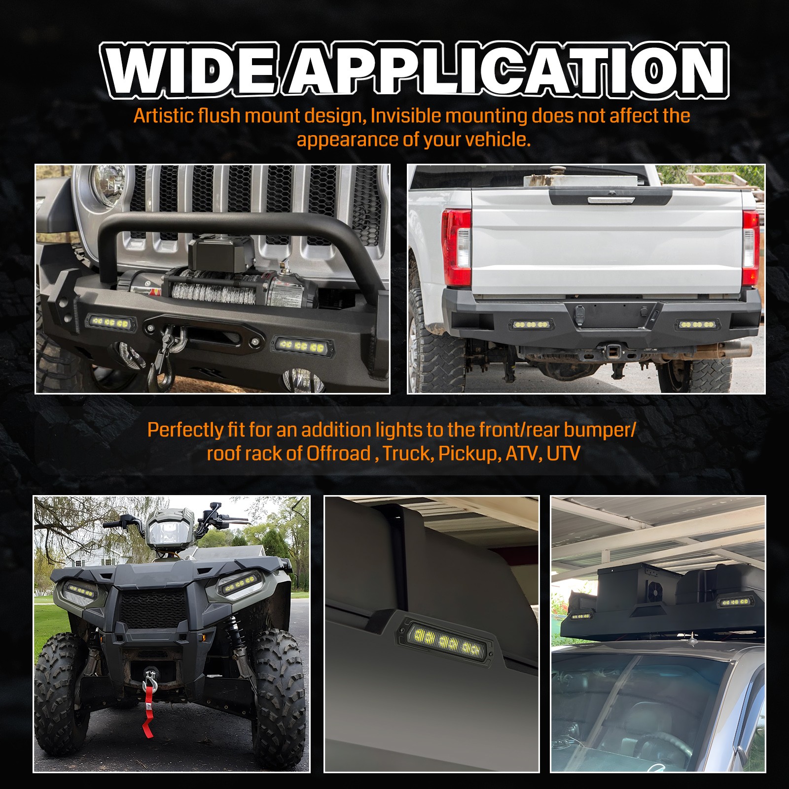 2Pcs 8″ 120W Cree LED Pods Light Bar Slim Flush Mount Flood Driving Off Road 4WD