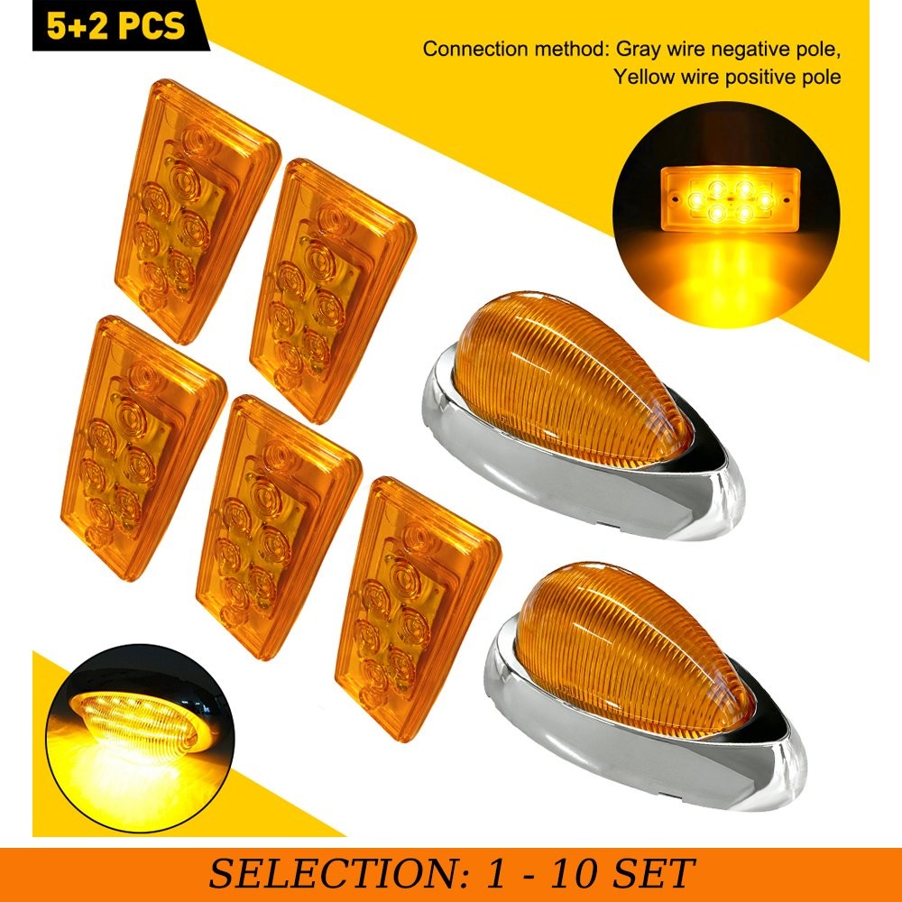 7-70x LED Cab Roof&Side Marker Amber Light Fit Freightliner Volvo Truck Trailer