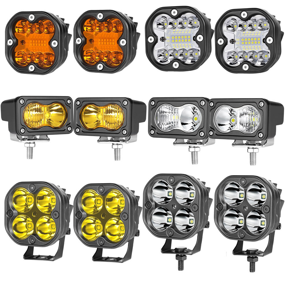 2Pcs 3inch LED Cube Pods Work Lights Front Bumper LED Fog Driving Lamp Boat ATVs