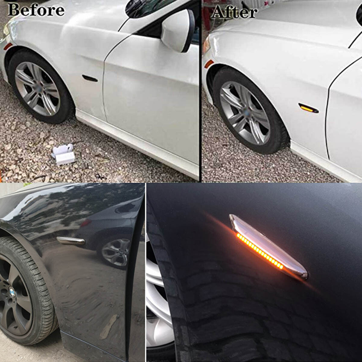 2x Smoked LED Fender Side Marker Light Sequential Turn Signal Lamp for BMW 328i