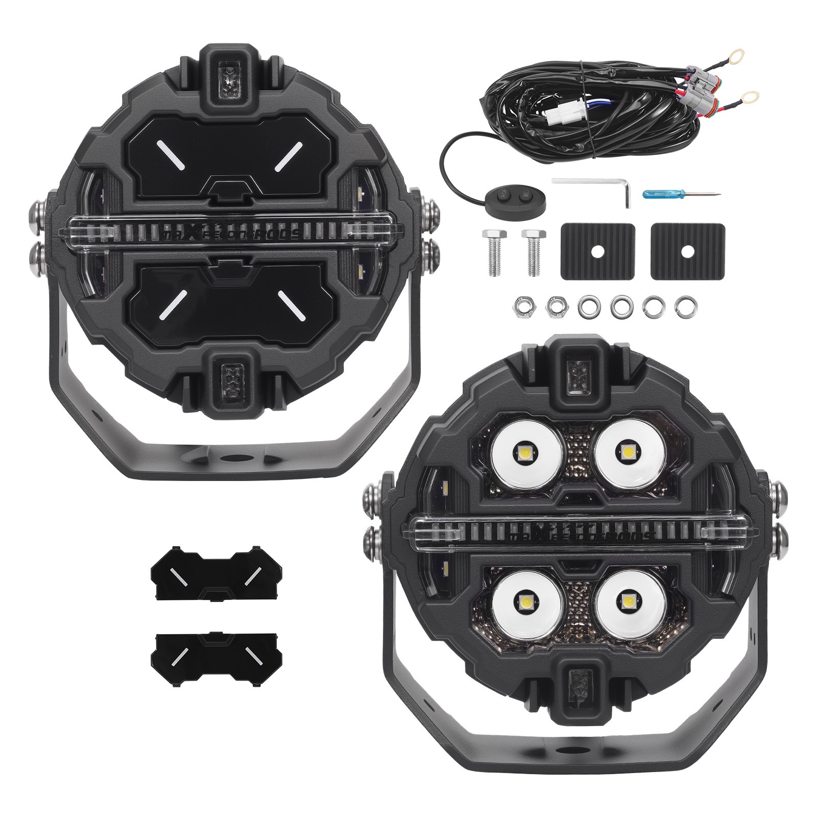 3.5″ LED Pod Lights 160W Spot Beam RGB DRL Side Shooter Driving Light Off Road
