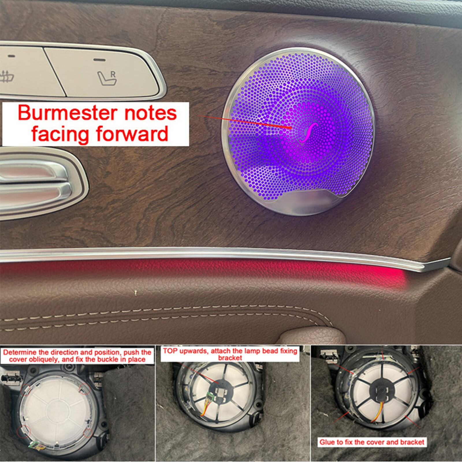 64 Color LED Speaker Cover Ambient Light For Mercedes Benz W205 w222 W464 W213