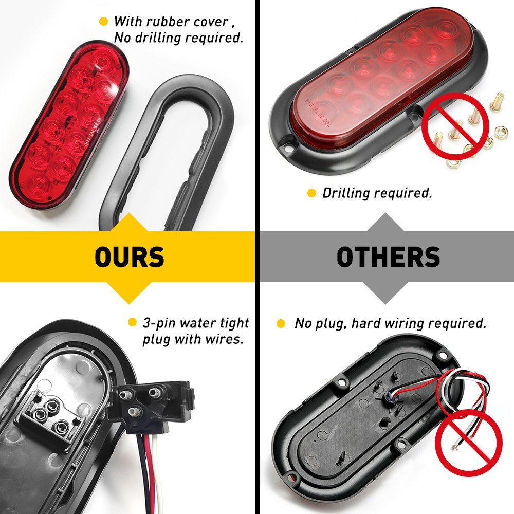 6″ LED 10 Round Lights Tail Rear Stop Light Brake Car Truck High Low Brightness