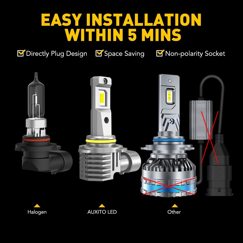 9005 LED Headlight Super Bright Bulbs Kit 6500k White 330000LM High/Low Beam E