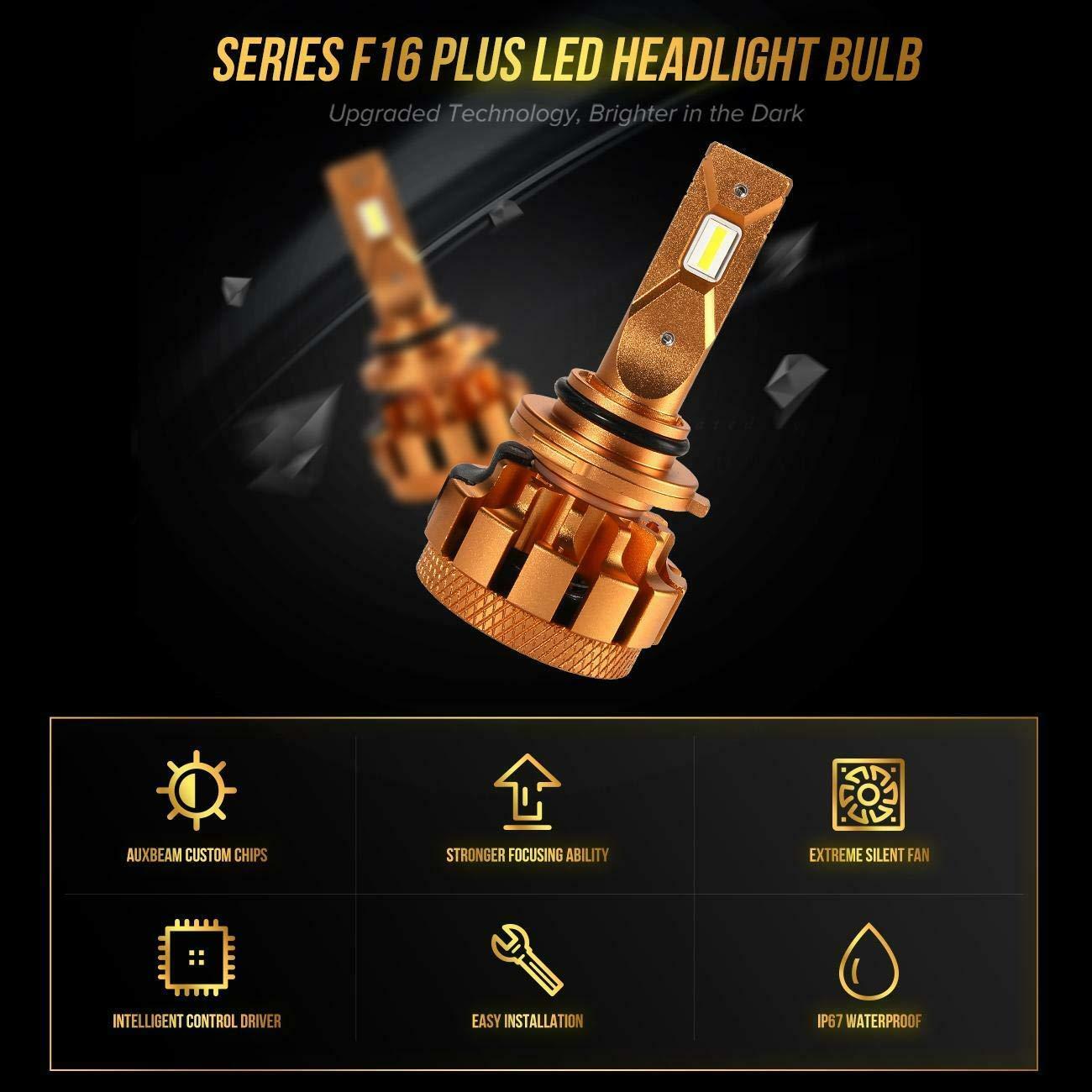 AUXBEAM Canbus LED 9006 HB4 Headlight Bulb SMD Kit Fan Hi-Lo Beam 70W 6000K F16P