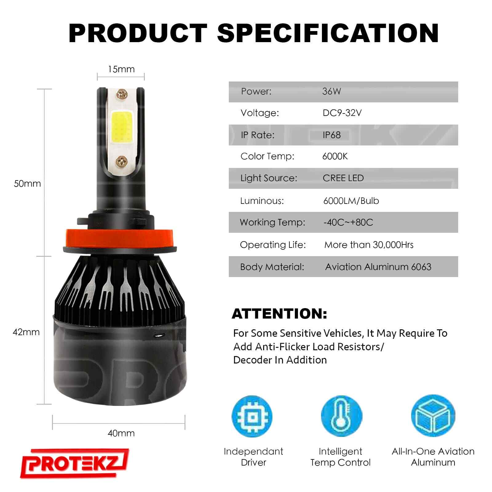 9006 HB4 LED Headlight Kit CREE 5Years Warranty 800W 120000LM 6500K Bulbs Light