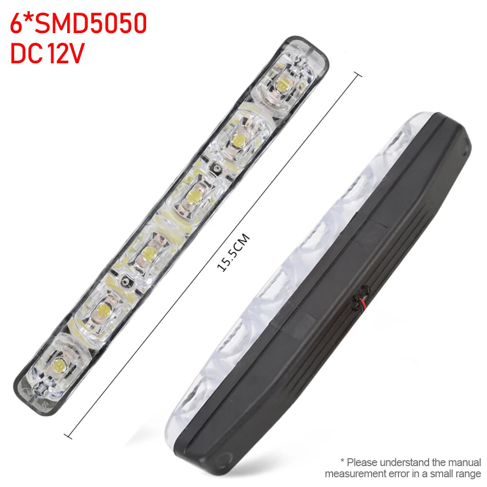 2pcs Hyper White 6 LED DRL Daytime Running LED Clear Fog Light Bumper Lamps 12V