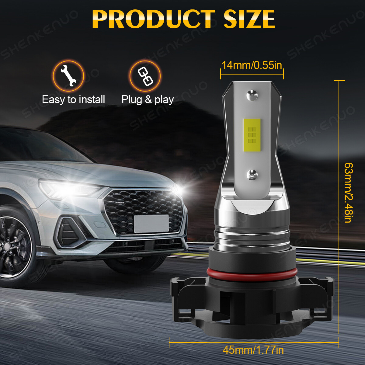 For 2014 2015 GMC Sierra 1500 LED Headlight Hi/Lo + Fog Light Bulbs Combo 6000K