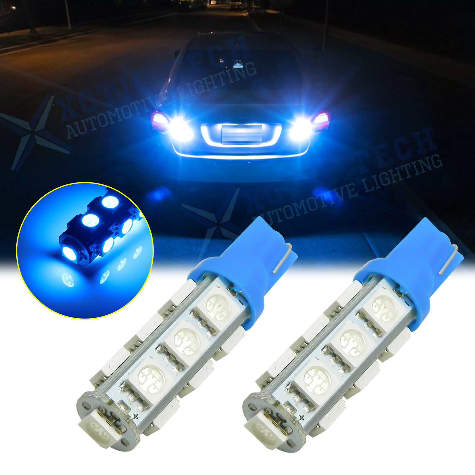 NEW 2pcs 13-SMD 921 912 T10 T15 LED 8000K Ice Blue Backup Reverse Lights Bulbs