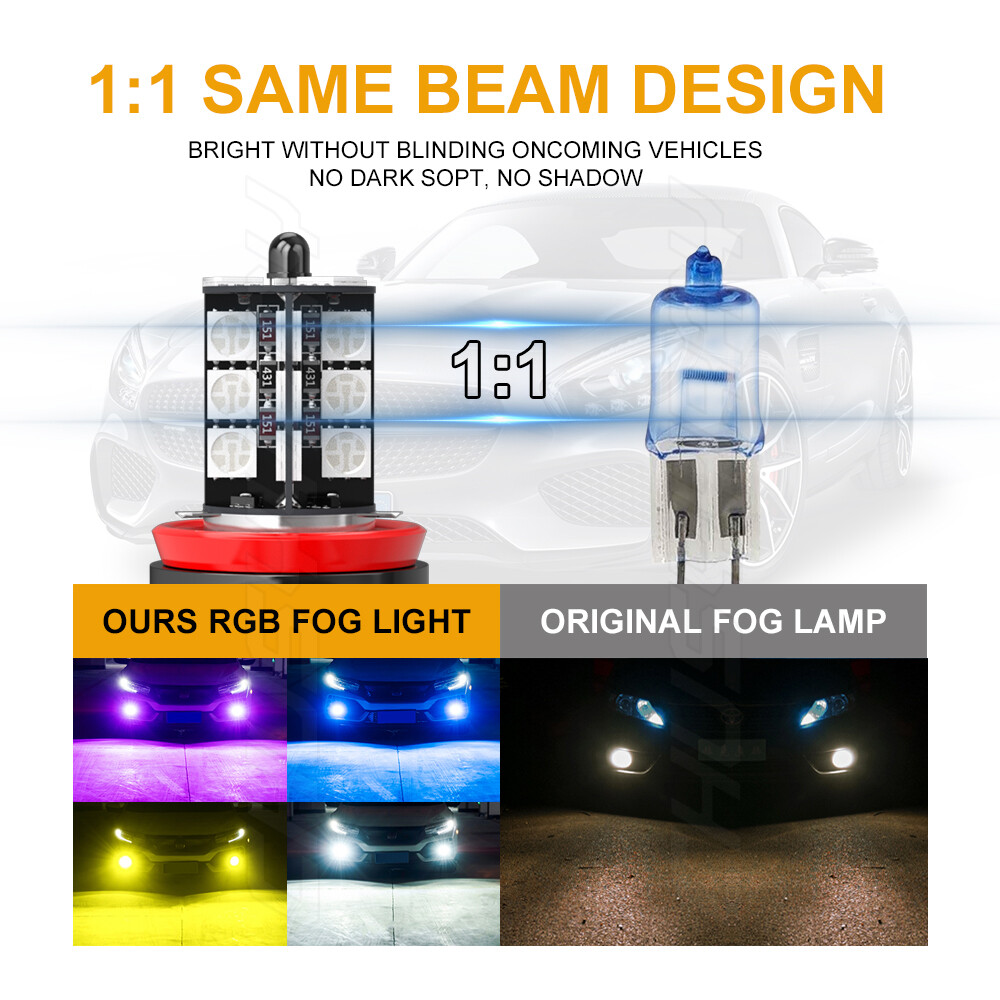 Error Free H11 LED projector RGB Fog Light Bulbs For BMW E90 325 328 335i